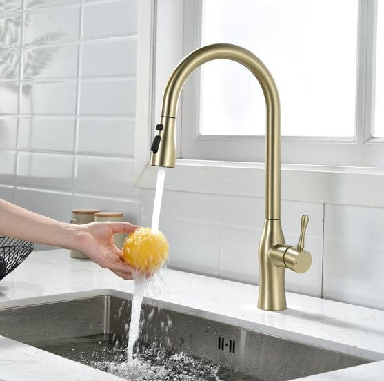 Metpure vase style stainless steel pull-down kitchen faucet