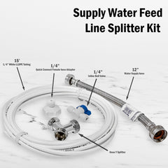 Metpure washing machine water line splitter kit with wye, supply hose, inline valve and 25 ft tubing