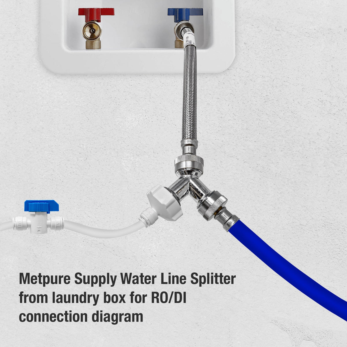 Metpure washing machine water line splitter kit with wye, supply hose, inline valve and 25 ft tubing