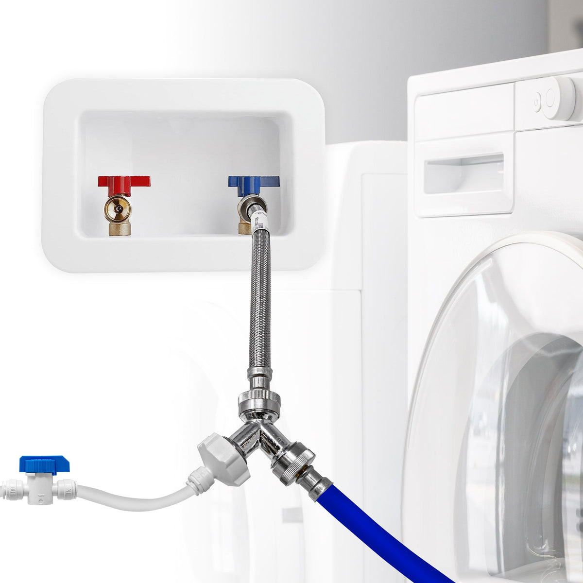 Metpure washing machine water line splitter kit with wye, supply hose, inline valve and 25 ft tubing