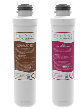 Metpure Versatile Chocolate (C) + Ultra Cherry (U), Quick Twist Filter Set, Drinking Water Filtration System Filter,  Replacement Cartridge, 11