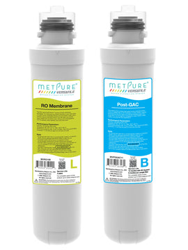 Metpure Versatile Lime 100 GPD RO Membrane + Blue GAC Quick Twist Filter Set. Replacement Water Filter Cartridge Set