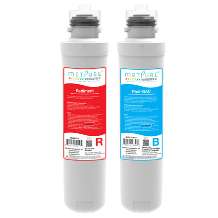 Metpure Versatile Red sediment and Blue post GAC quick twist replacement filter set