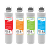 Metpure Versatile Filter Set ROGB: 1 x (R) Sediment MVSED11, 1 x (O) Extruded Carbon Block Composite MVECBC11, 1 x (G) RO Membrane 50 GPD MVRO50, 1 x (B) Post - GAC MVPOCAC11 Quick Twist Replacement Filters