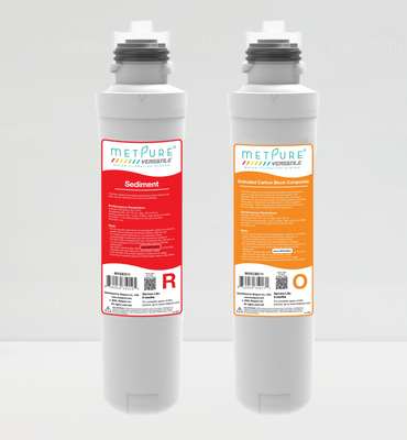 Metpure Versatile Red (R) + Orange (O), Quick Twist Filter Set, Drinking Water Filtration System Filter,  Replacement Cartridge, 11