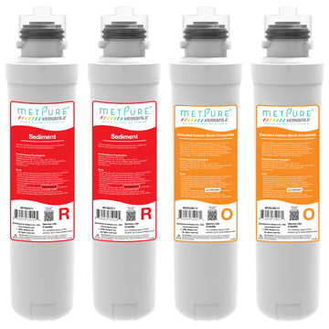 Metpure Versatile Filter Set RROO: 2 x (R) Sediment Filter (MVSED11) and 2 x (O) Extruded Carbon Block Composite MVECBC11 Quick Twist Replacement Filters