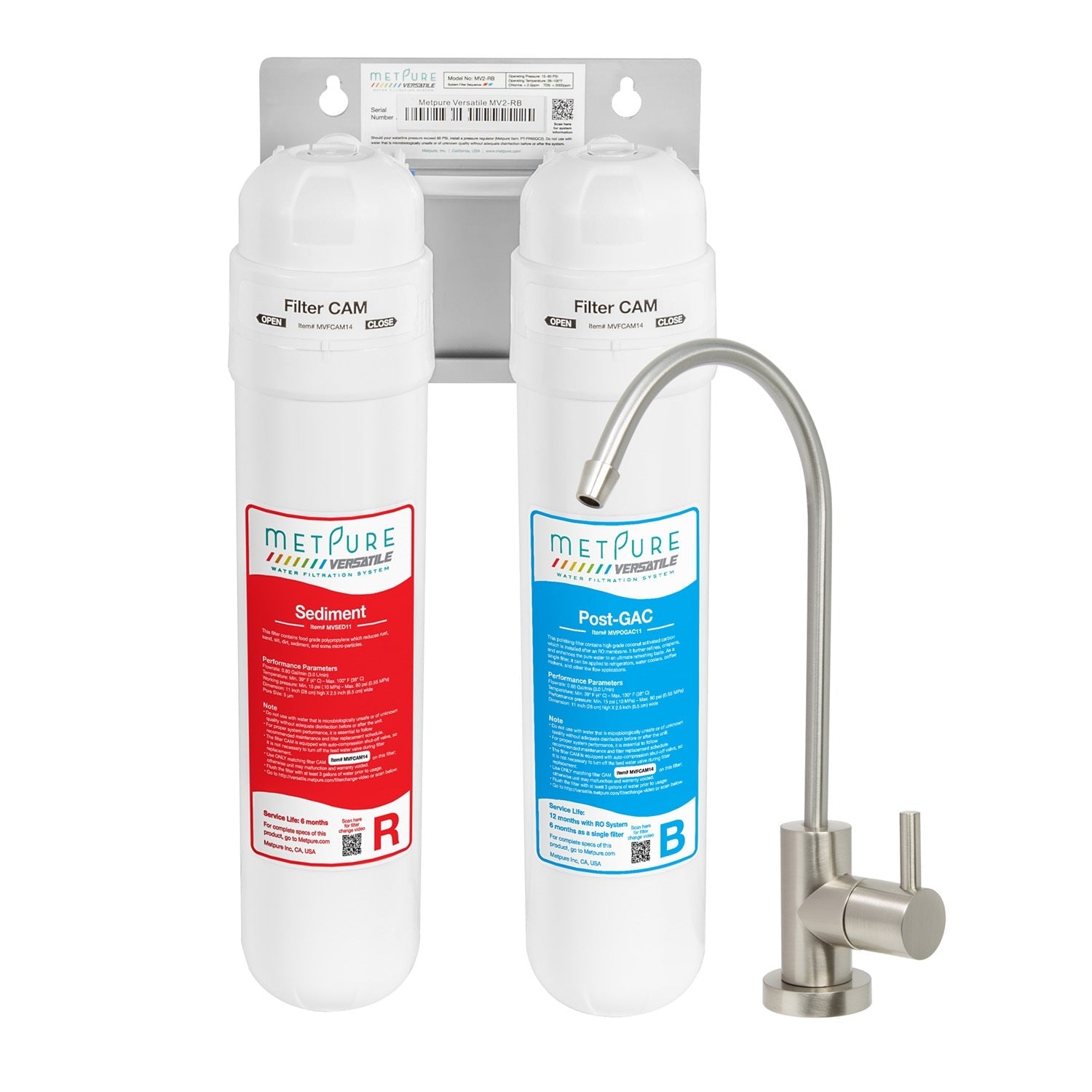 Metpure Versatile MV2-RB 2 Stage Non-RO Water Filtration System