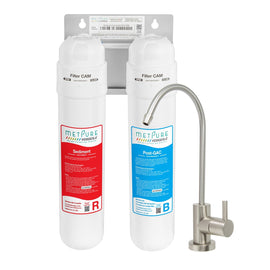 Metpure 2 Stage Non-RO Water Filtration System (MV2-RB) with Faucet. Removes Chlorine Bad Taste and Odor