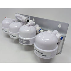 Metpure Versatile 4 stage system base with CAM filter heads on rail mount