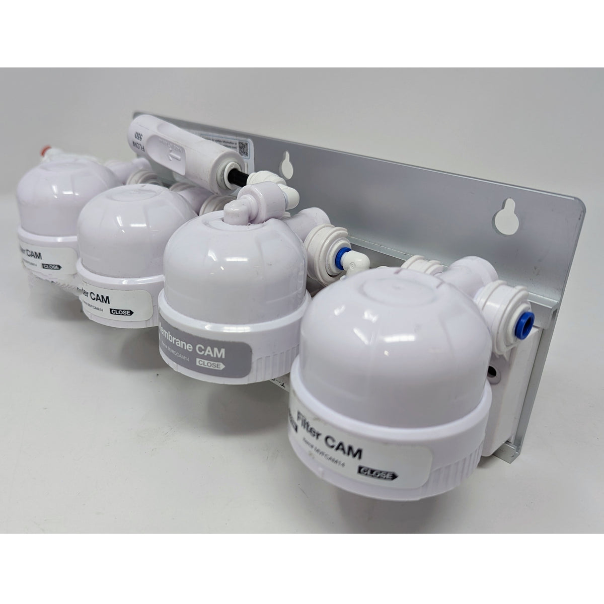 Metpure Versatile 4 stage system base with CAM filter heads on rail mount