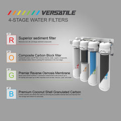 Metpure Versatile MV4-ROGB 4 stage reverse osmosis water filtration system with faucet and tank