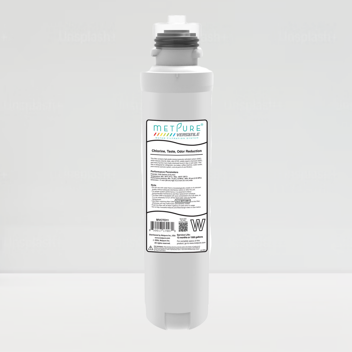 Metpure Versatile quick twist CTO replacement water filter, white, 11 x 2.5 inch