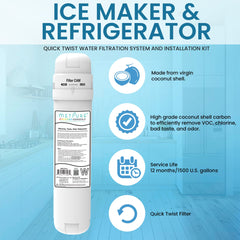 Metpure Versatile quick twist fridge and ice maker water filter kit with filter head and tubing