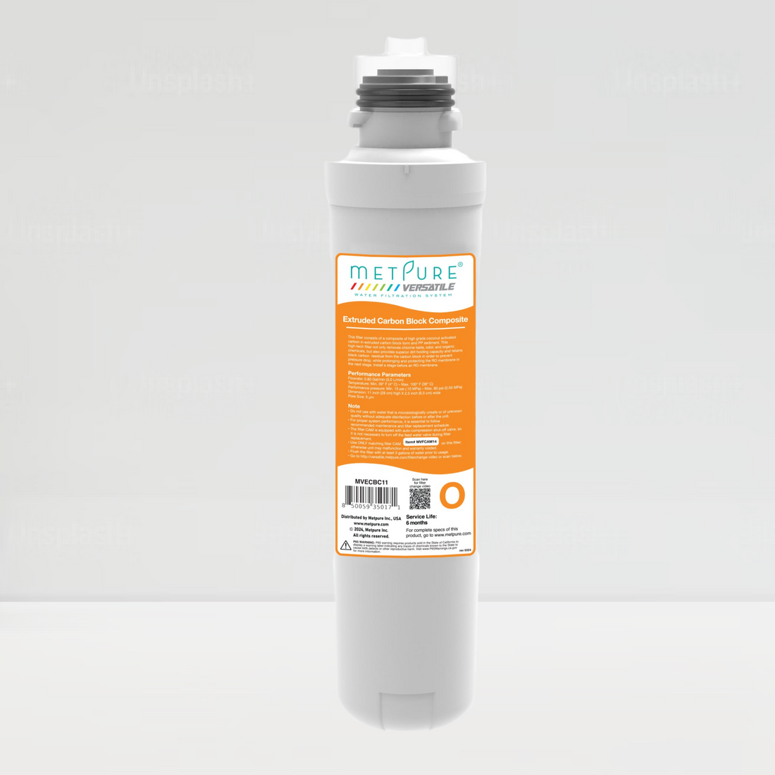 Metpure Versatile Carbon Block CTO + PP - Orange Composite Filter, 5 Micron, Quick Twist (O), Drinking Water Filtration System filter, Replacement Cartridge, 11" x 2.5"