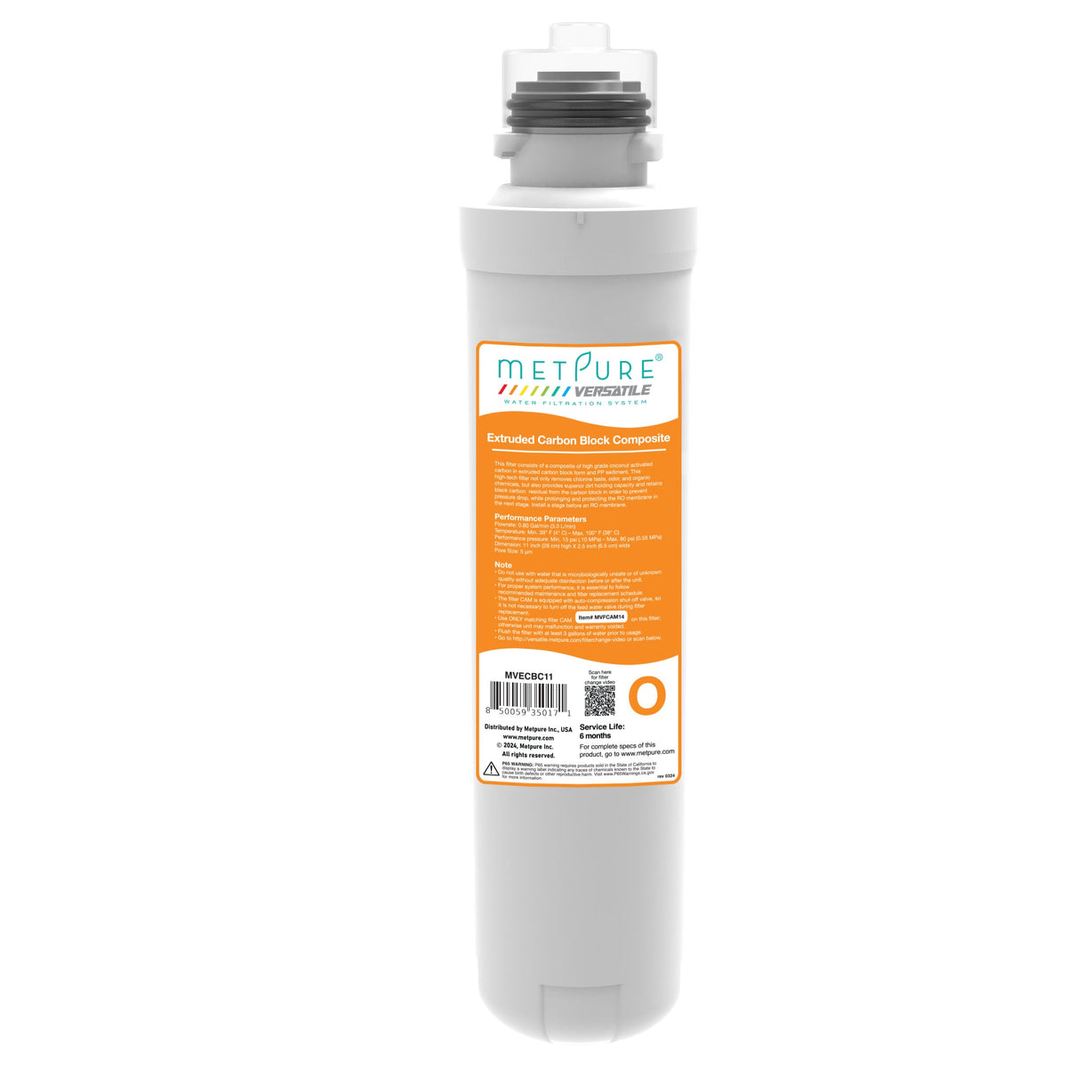Metpure Versatile RROO filter set - Orange (O) carbon block composite filter