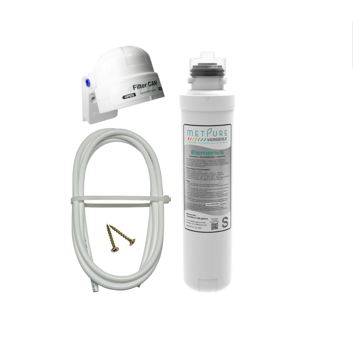 Metpure Elements Antioxidants Alkaline Quick Twist Filter Kit with 1/4 inch CAM, filter clip mount and mounting hardware