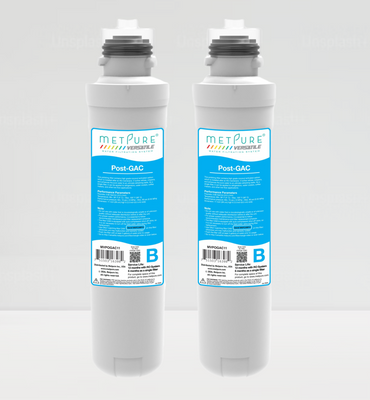 Metpure Versatile Blue Post GAC Quick Twist Filter 2 Pack (B), Drinking Water Filtration System filter, Replacement Cartridge, 11