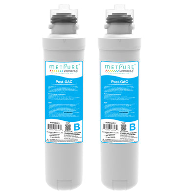 Metpure Versatile Blue Post GAC Quick Twist Filter 2 Pack (B), Drinking Water Filtration System filter, Replacement Cartridge, 11