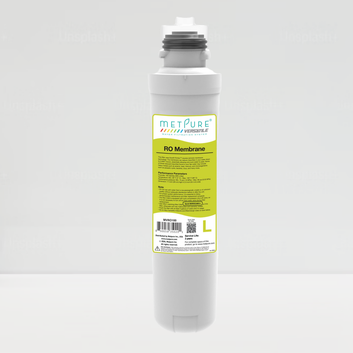 Metpure Versatile Lime L 100 GPD reverse osmosis membrane quick twist filter, 11 x 2.5 inch - view 2