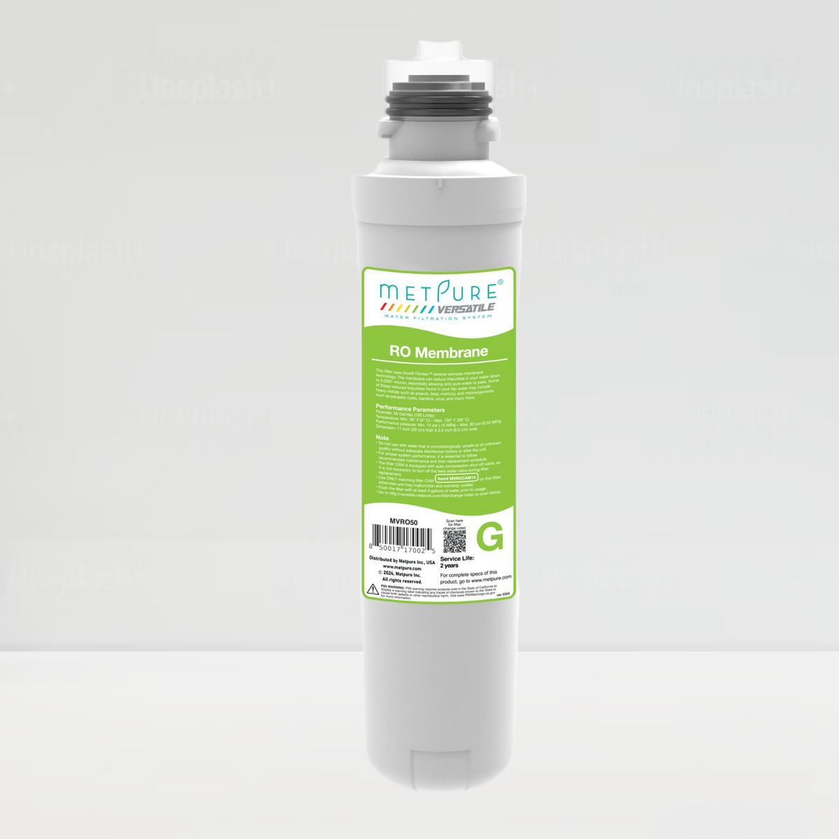 Metpure Versatile Green G 50 GPD reverse osmosis membrane quick twist filter, 11 x 2.5 inch - view 2