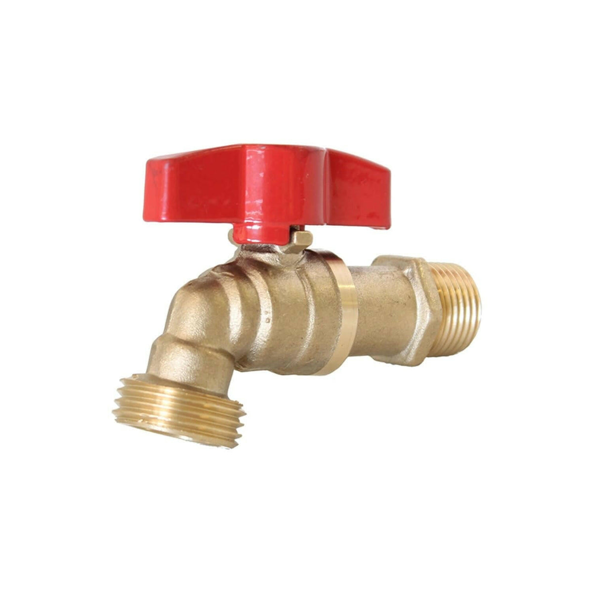Heavy duty lead free brass ball valve hose bibb with extended body and large handle, 1/2 inch MIP or sweat x 3/4 inch MHT