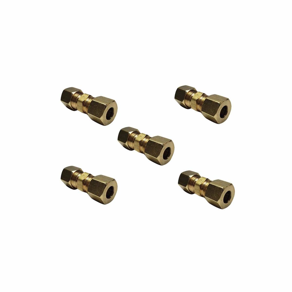 1/4 inch COMP x 1/4 inch COMP Brass Union 5 Pack - view 2