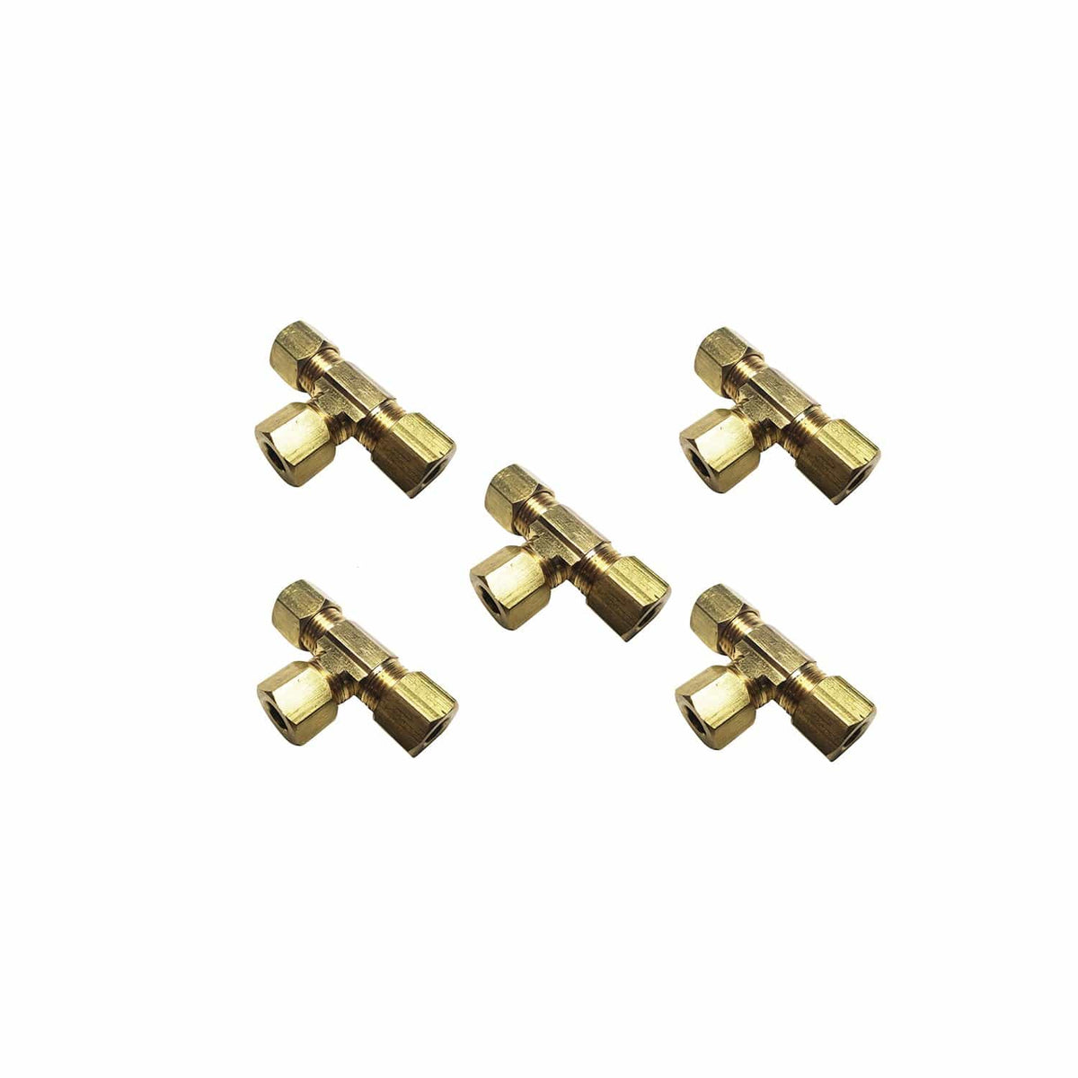 1/4 inch x 1/4 inch x 1/4 inch Brass Compression Tee 5 Pack