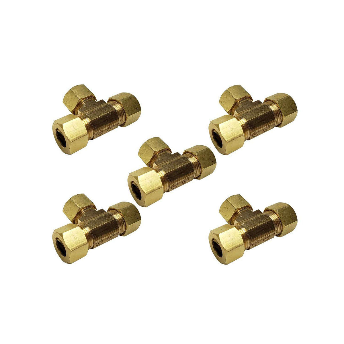 3/8 inch x 3/8 inch x 3/8 inch Brass Compression Tee 5 Pack