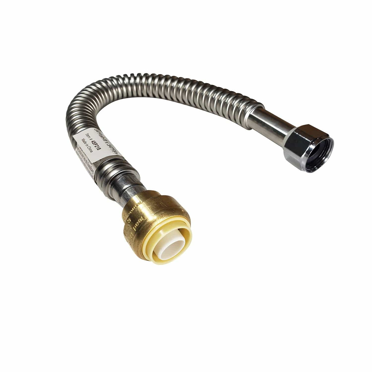 3/4 inch Push-Fit x 3/4 inch FIP 18 inch Stainless Steel Water Flex Connector