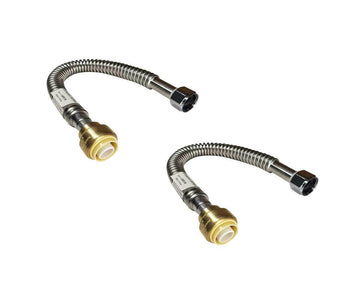 3/4" Push-Fit x 3/4" FIP 18" Stainless Steel Water Flex Connector 2 Pack