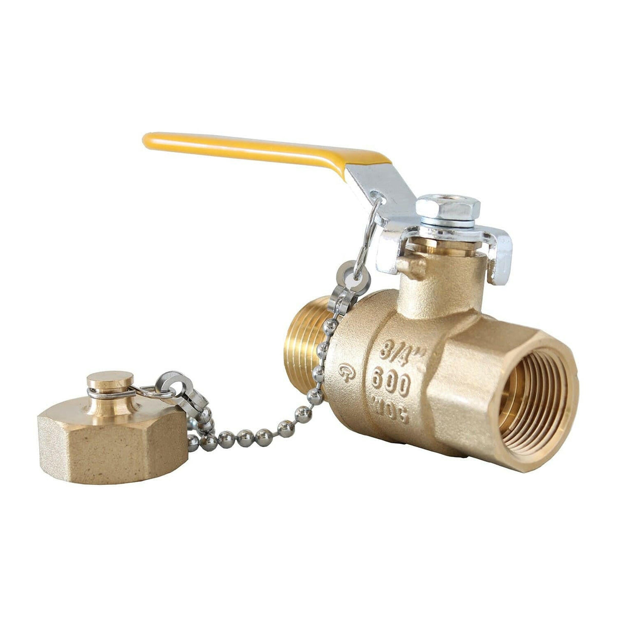 3/4 inch female thread x hose thread full port brass ball valve with chain and cap