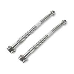 Two 18 inch x 1 inch FIP corrugated stainless steel water heater flex connectors