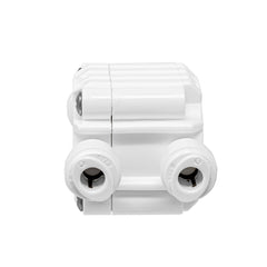White 4 port auto shut off valve with 1/4 inch OD quick connect ports for RO system - view 5
