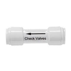 White 1/4 inch OD quick connect one way check valve