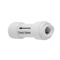 White 1/4 inch OD quick connect one way check valve