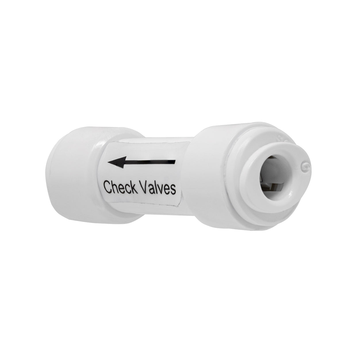 White 1/4 inch OD quick connect one way check valve