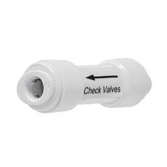 White 1/4 inch OD quick connect one way check valve
