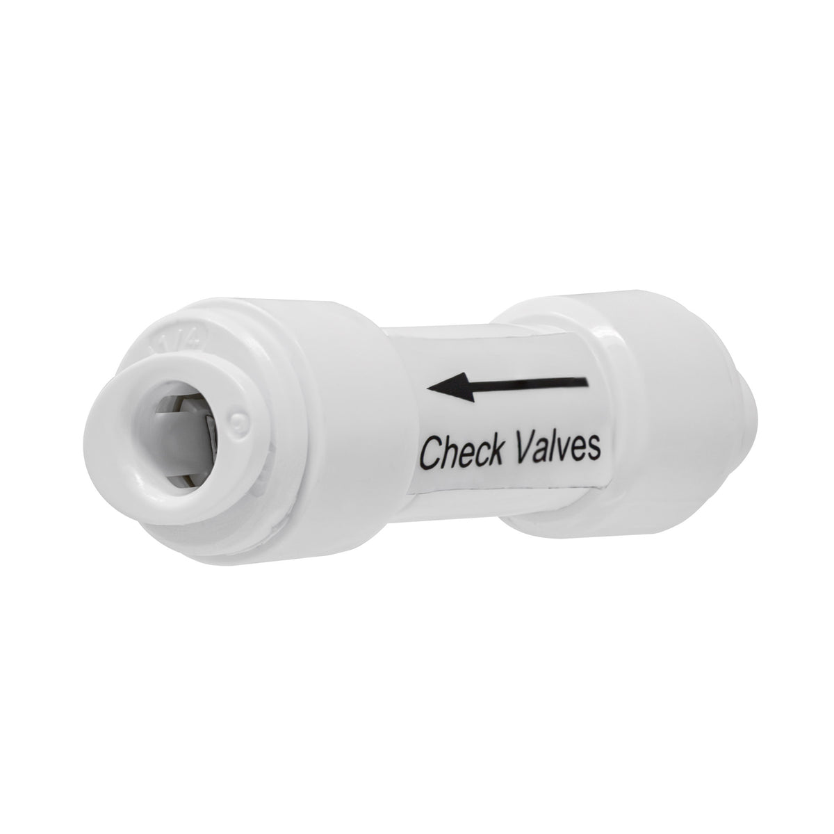 White 1/4 inch OD quick connect one way check valve