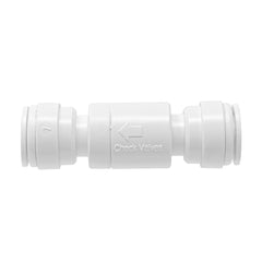 White 3/8 inch OD quick connect one way check valve