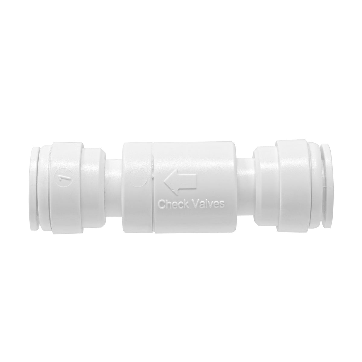 White 3/8 inch OD quick connect one way check valve