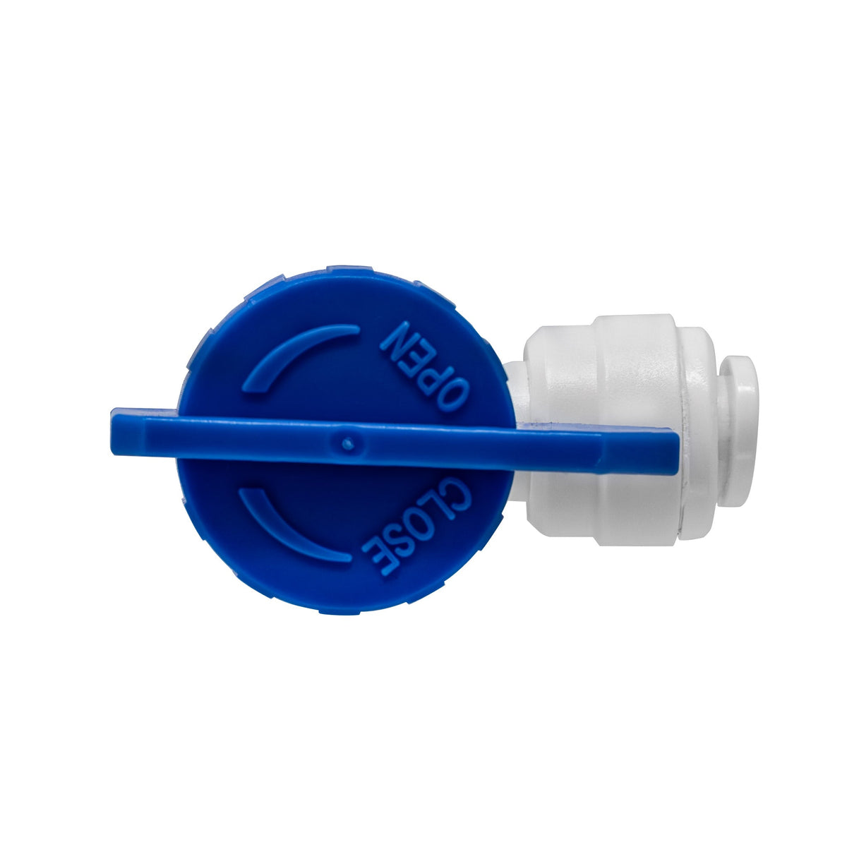 RO storage tank ball valve, 1/4 inch female thread x 1/4 inch OD quick connect