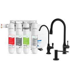 Metpure Perfect Match alkaline water filtration kit with MV4-RAGS reverse osmosis system, RO faucet, kitchen faucet and soap dispenser
