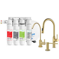 Metpure Perfect Match alkaline water filtration kit with MV4-RAGS reverse osmosis system, RO faucet, kitchen faucet and soap dispenser