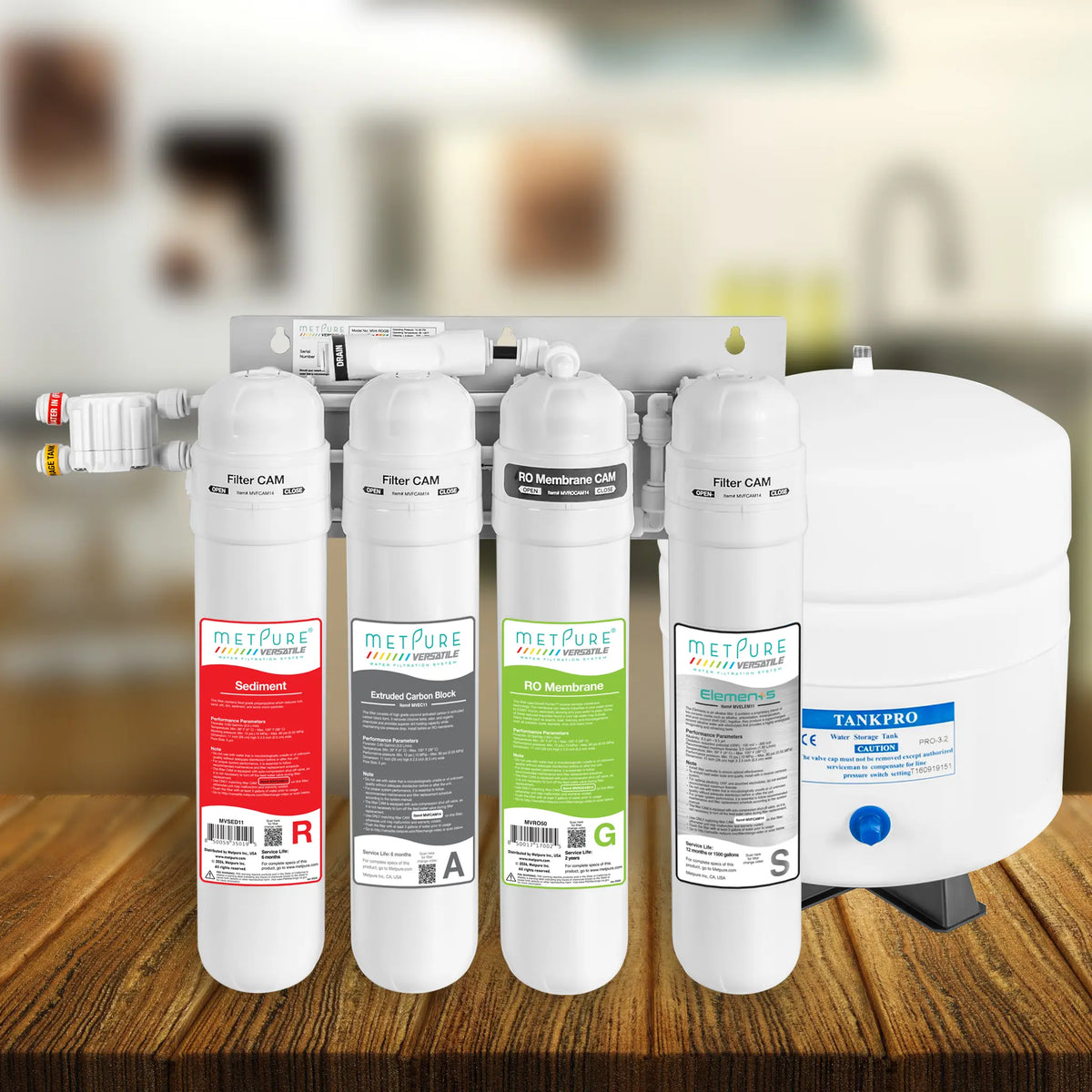 Metpure Perfect Match alkaline water filtration kit with MV4-RAGS reverse osmosis system, RO faucet, kitchen faucet and soap dispenser