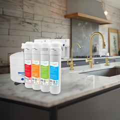 Metpure Perfect Match water purification kit with MV4-ROGB reverse osmosis system, RO faucet, kitchen faucet and soap dispenser