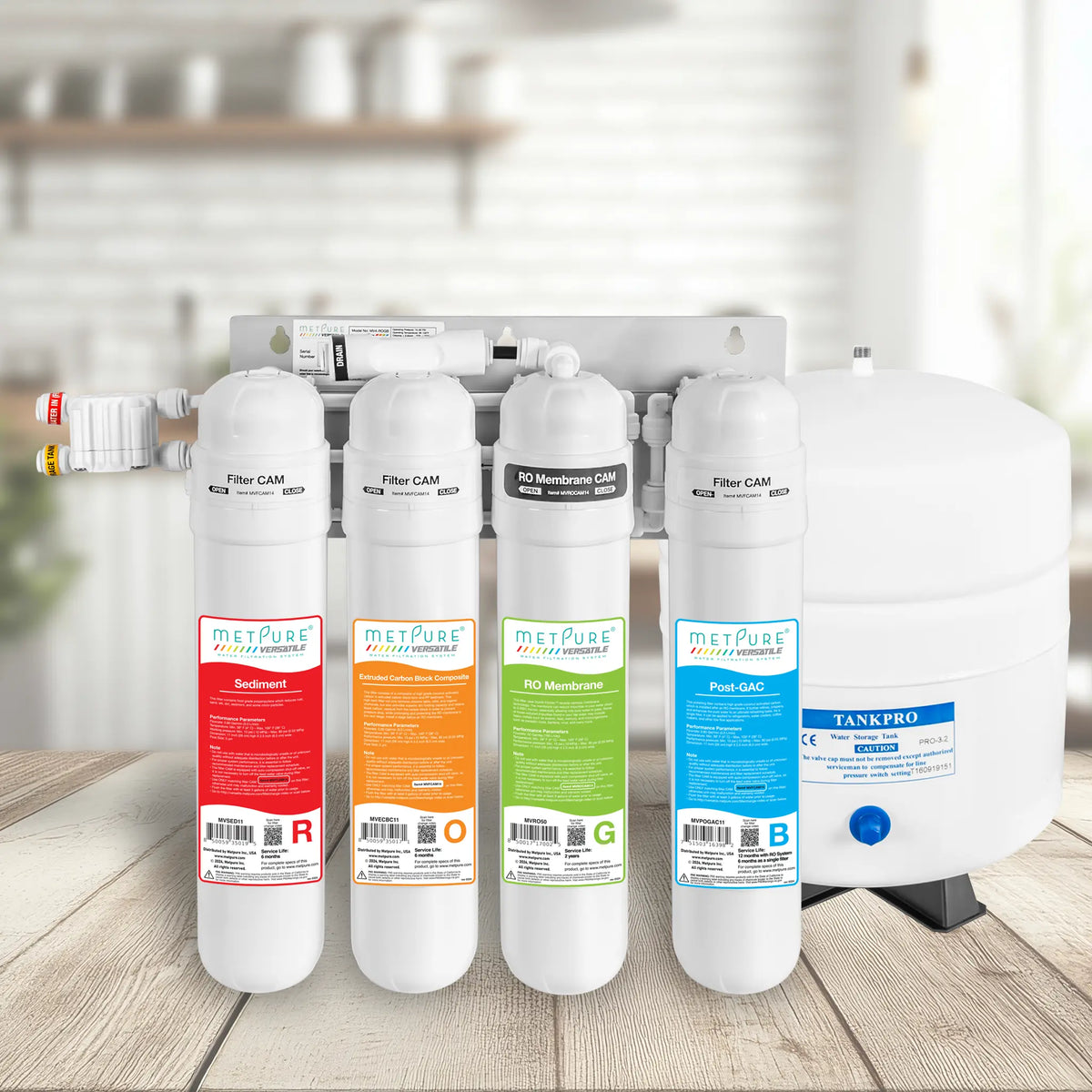 Metpure Perfect Match water purification kit with MV4-ROGB reverse osmosis system, RO faucet, kitchen faucet and soap dispenser