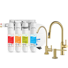 Metpure Perfect Match high-speed water filtration kit with MV4-ROLB reverse osmosis system, RO faucet, kitchen faucet and soap dispenser