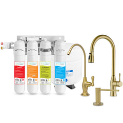 Metpure Perfect Match high-speed water filtration kit with MV4-ROLB reverse osmosis system, RO faucet, kitchen faucet and soap dispenser