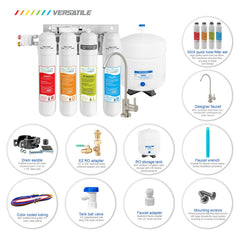 Metpure 4 Stage Reverse Osmosis Water Filtration System (MV4-ROLB) with Faucet, 100 GPD RO Membrane - view 3