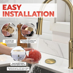 Metpure 2 inch stainless steel kitchen sink faucet hole cover with rubber gasket